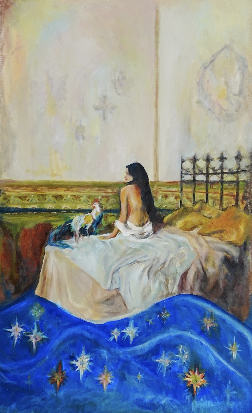 Ethereal Dream, original oil painting on paper by Mia Cugasi with dreamlike luminous quality, 20 by 12.5 inches